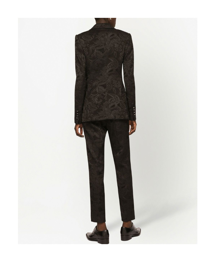Dolce & Gabbana Floral Jacquard Pants In Black