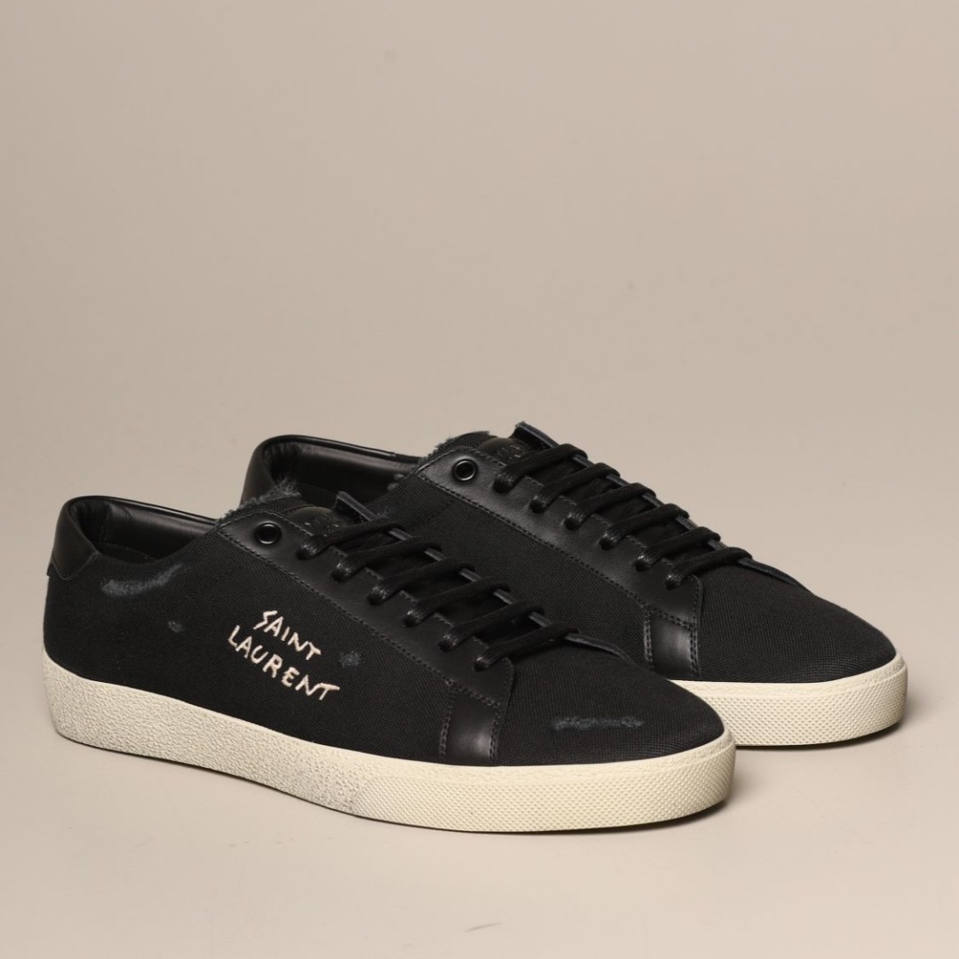Saint Laurent Logo-print Low-top Sneakers In Black