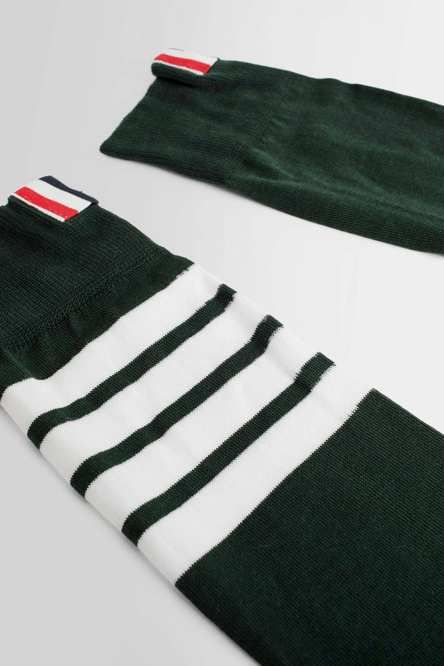 Thom Browne Green Cotton Blend Sock In Black