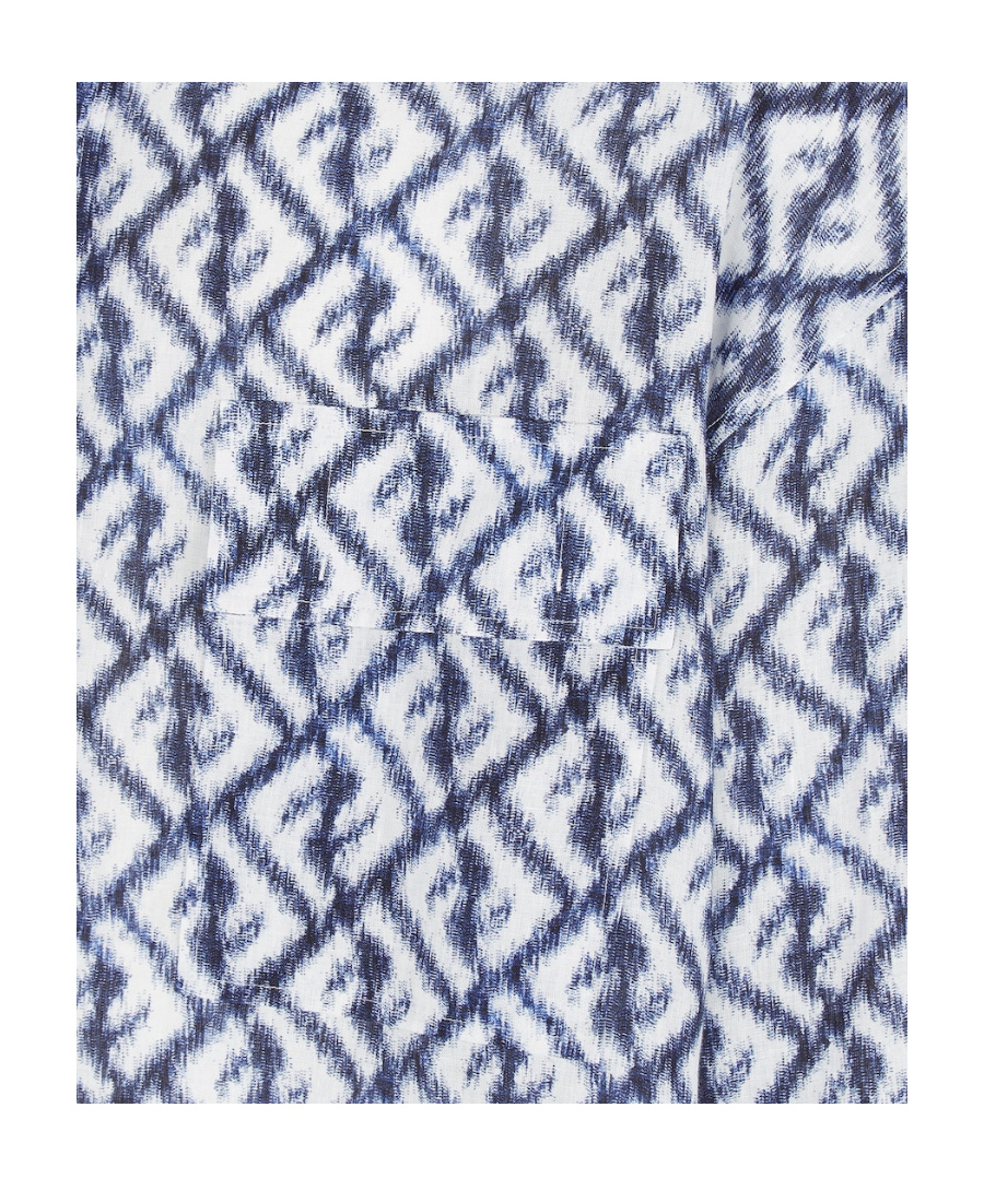 Fendi Navy Linen Ff Chine Shirt For Men In Blue