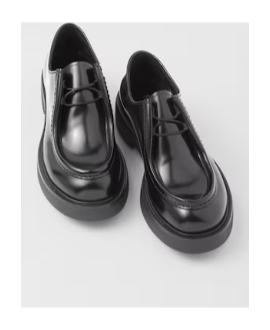 PRADA OPAQUE BRUSHED LEATHER LACE-UP SHOES 