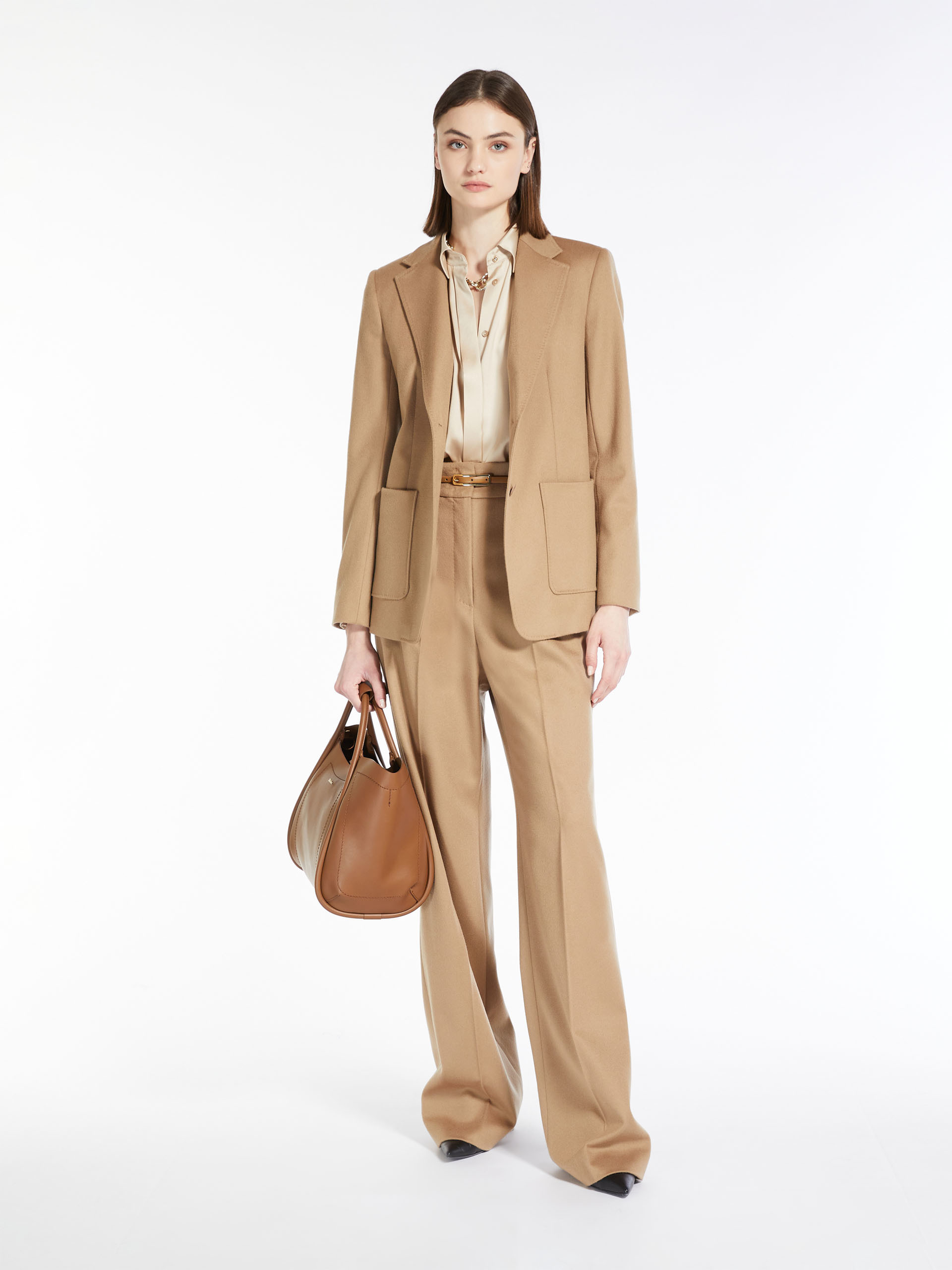 Max Mara Wool Single-breasted Suit Coat In Brown