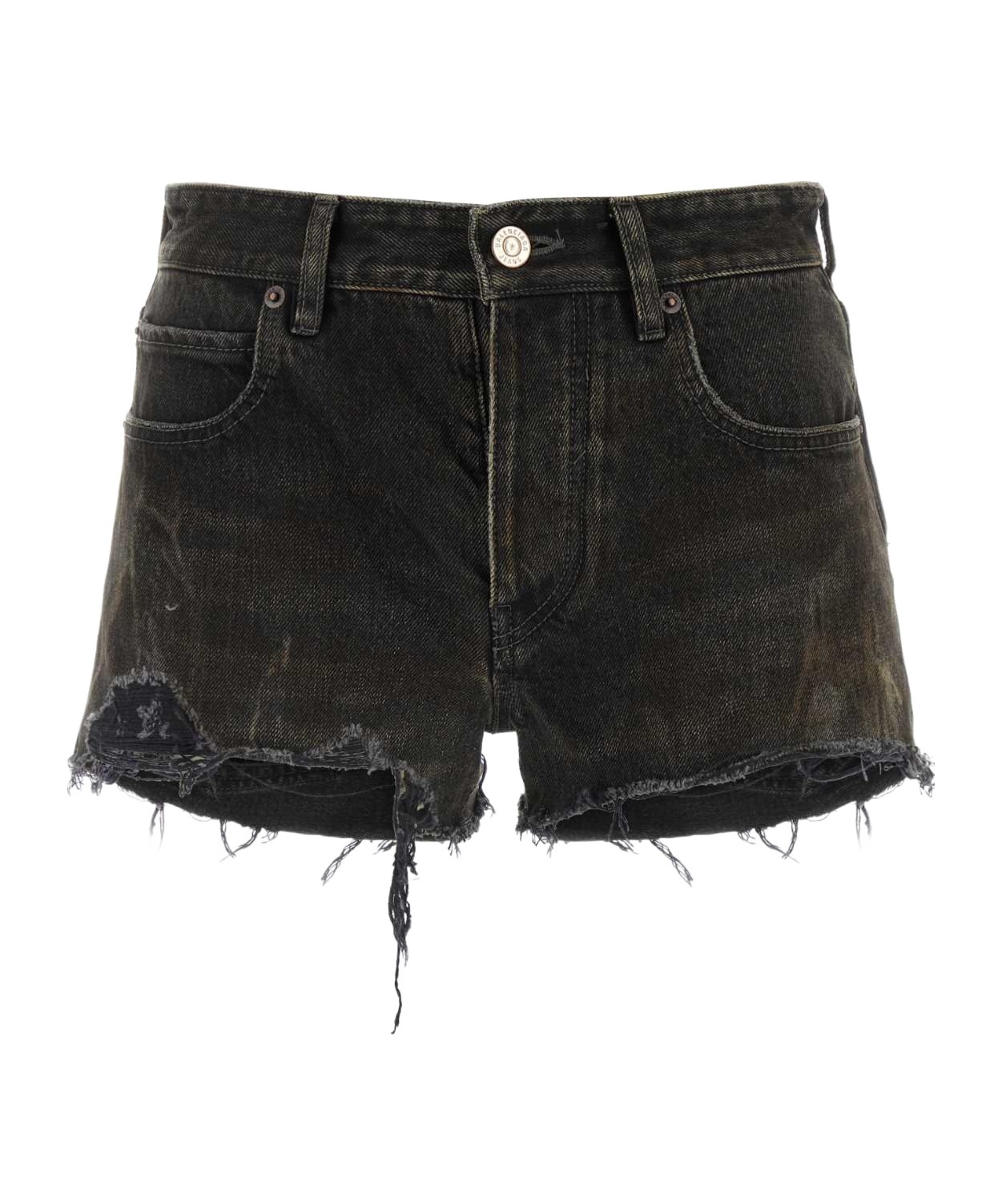 Balenciaga Dark Grey Vintage Effect Shorts In Black