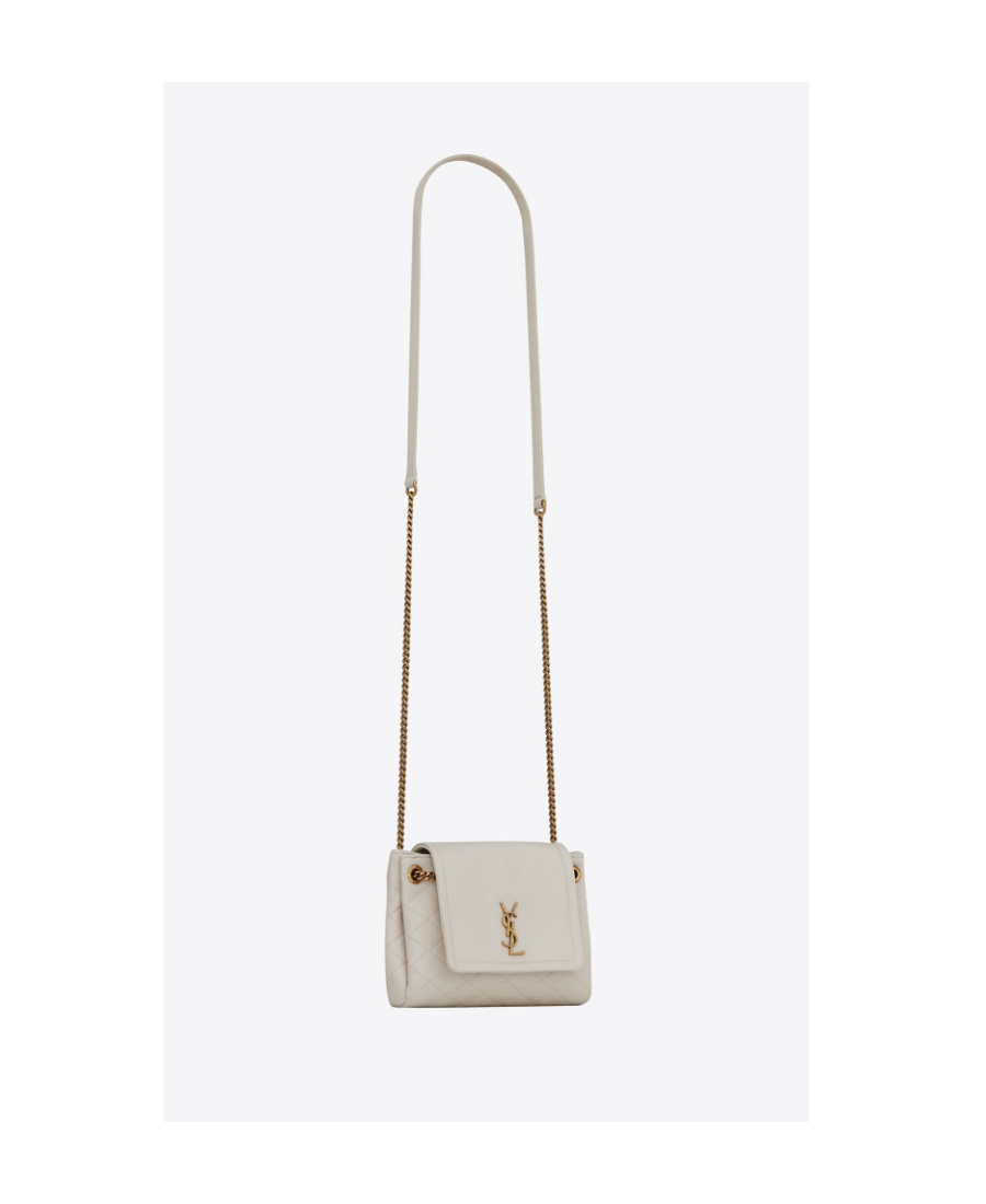 Saint Laurent Diamond-quilted Ysl Crossbody Bag In White