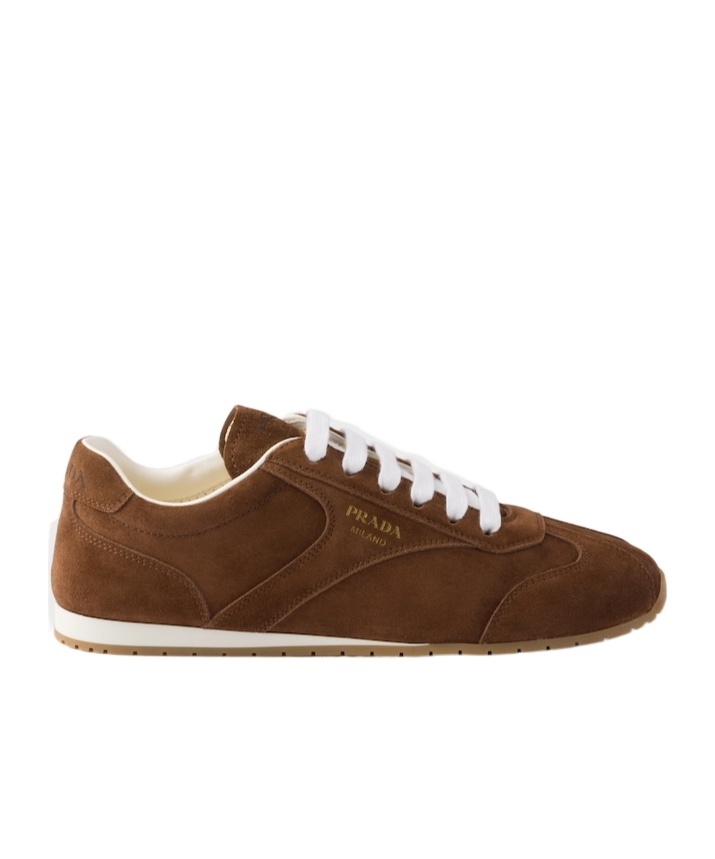 Prada Suede Sneakers In Burgundy
