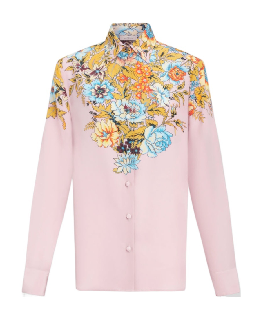 Shop Etro Floral-print Crepe De Chine Shirt In Pink