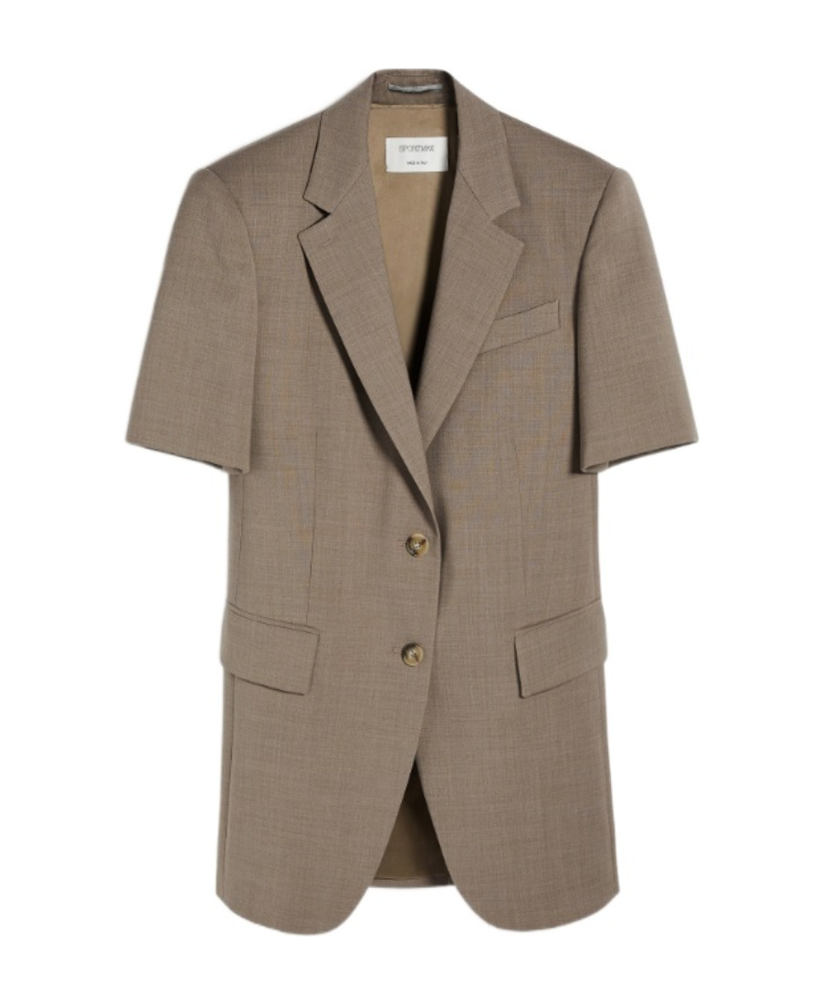 Sportmax Short-sleeved Wool Suit Jacket In Gray