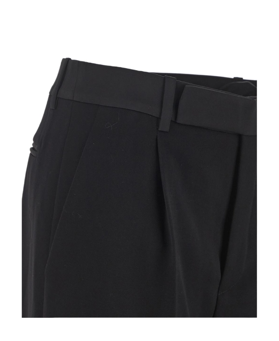 Saint Laurent Wide-leg Wool Trousers In Black