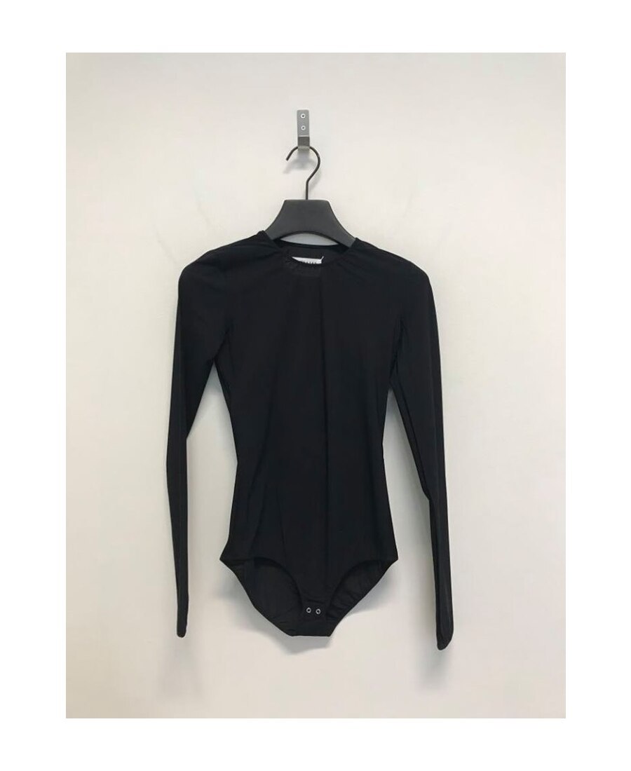 Maison Margiela Long-sleeved Ribbed Bodysuit In Black