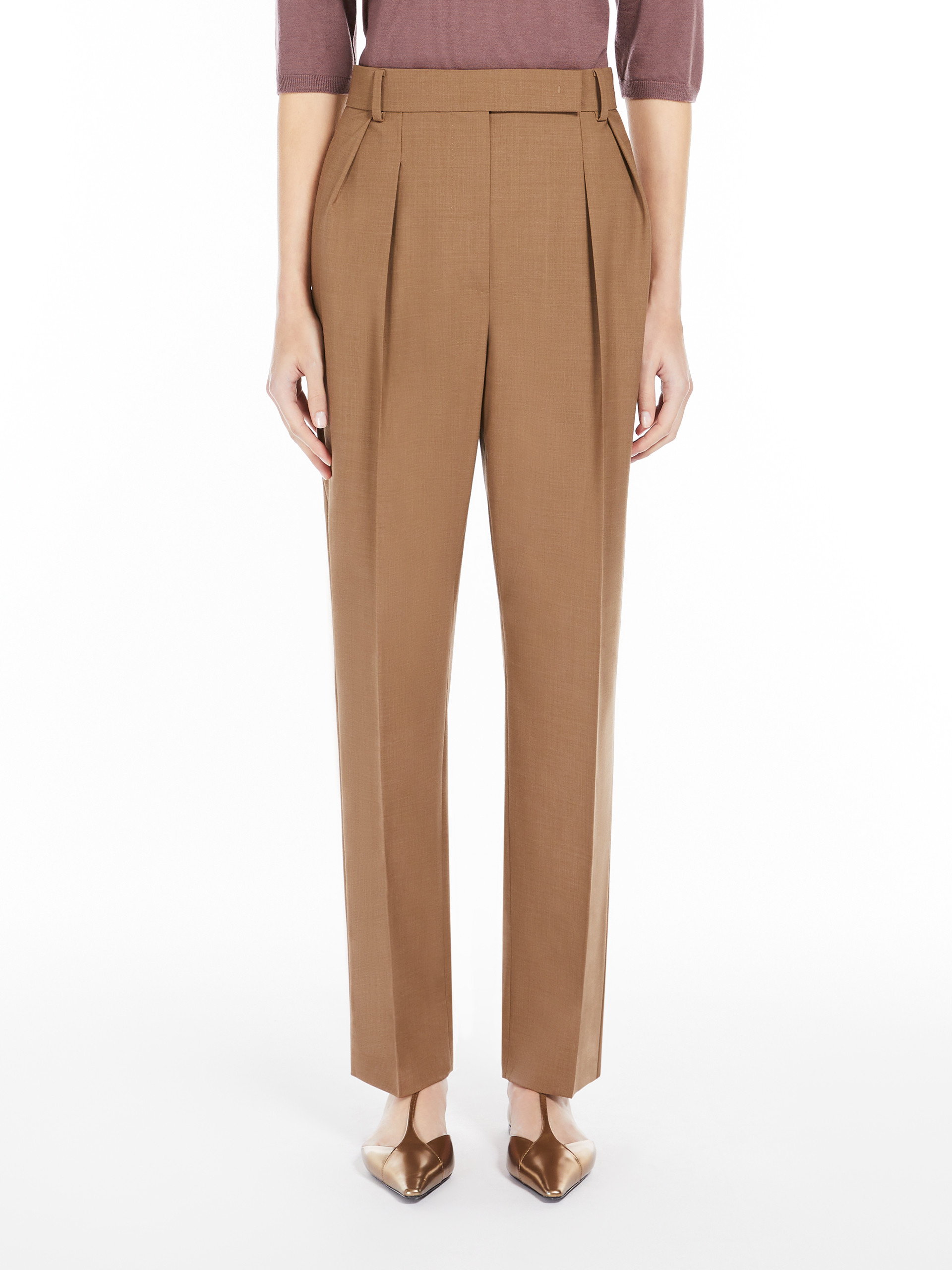 Max Mara 'wide-leg Cool Wool Trousers 'r In Brown