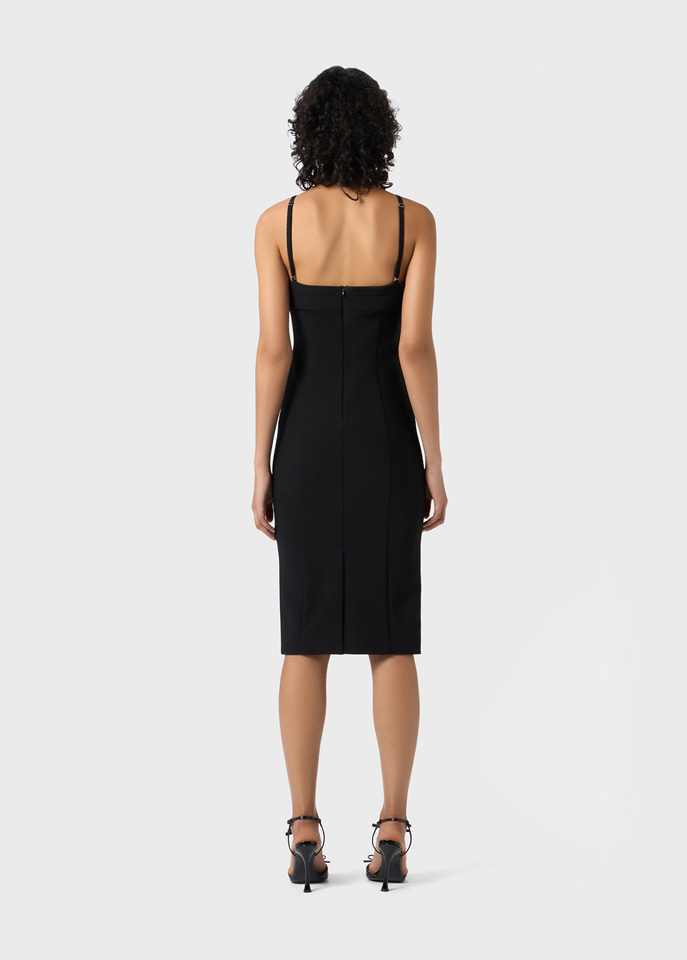 Blumarine Bow-embellished Midi Dress In Black