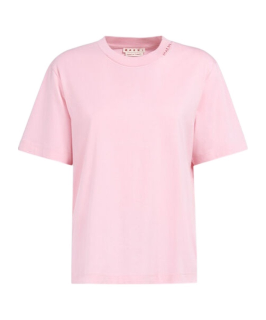 Marni Logo-embroidered Cotton T-shirt In Pink
