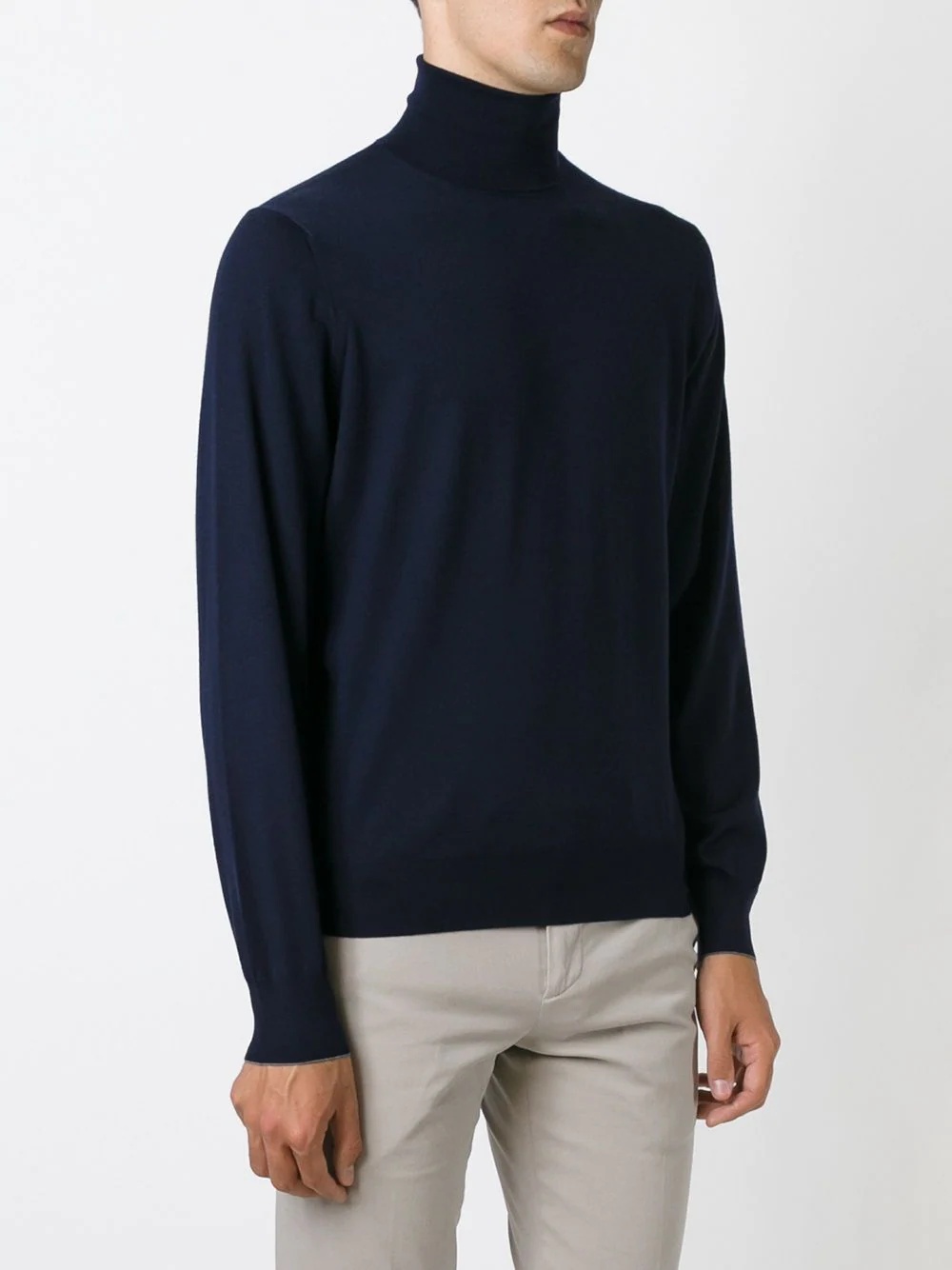 Brunello Cucinelli Knit Turtleneck Sweater Ribbed Cuffs In Black