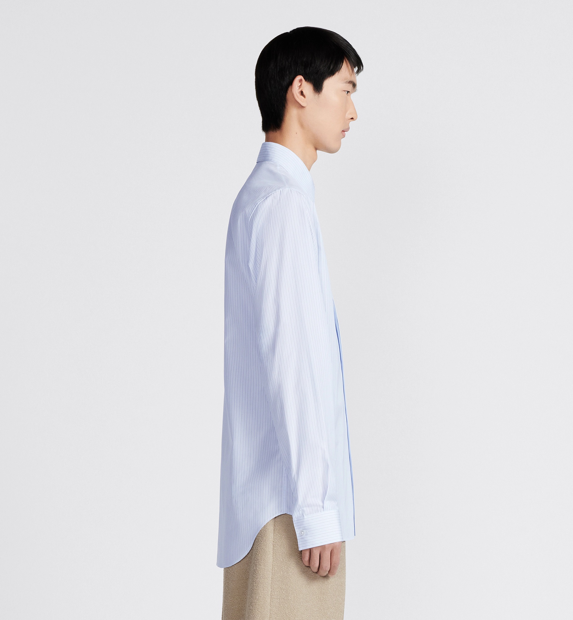 Dior Striped Long-sleeved Shirt In Blue