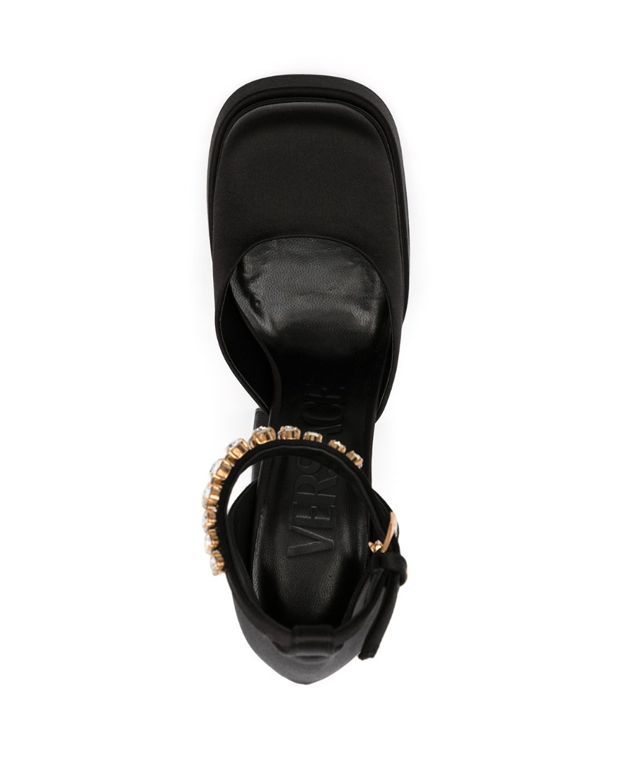 Versace Medusa Aevitas Platform Pumps With Adjustable Heel 15.5 Cm In Black