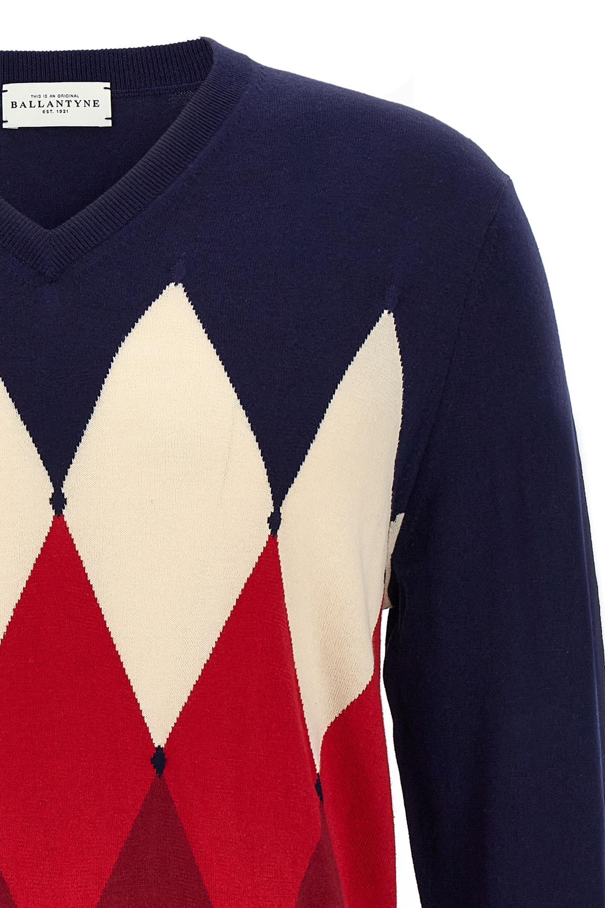 Ballantyne Blue Argyle Sweater In Black