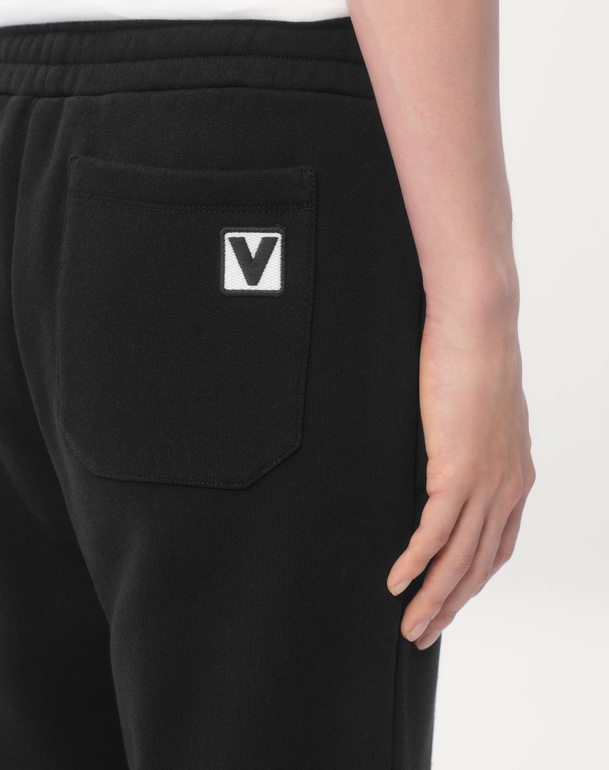 Valentino Chenille Jogging Trousers With Chez Patch In Black