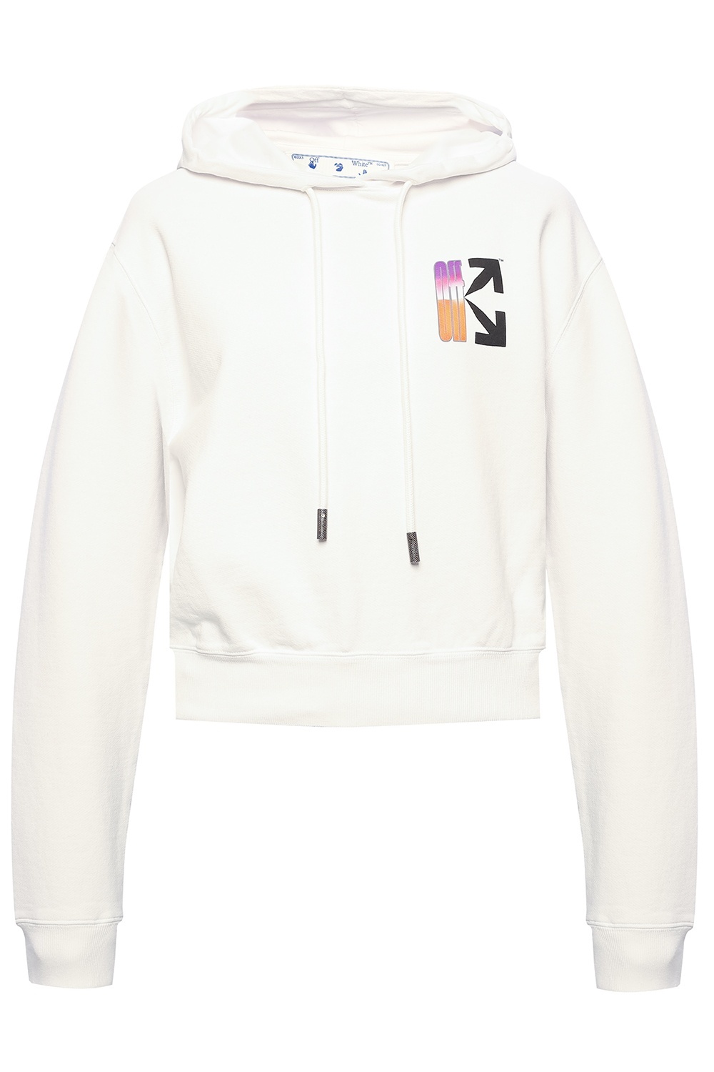 Off-white Arrow Logo Cotton Hoodie In White