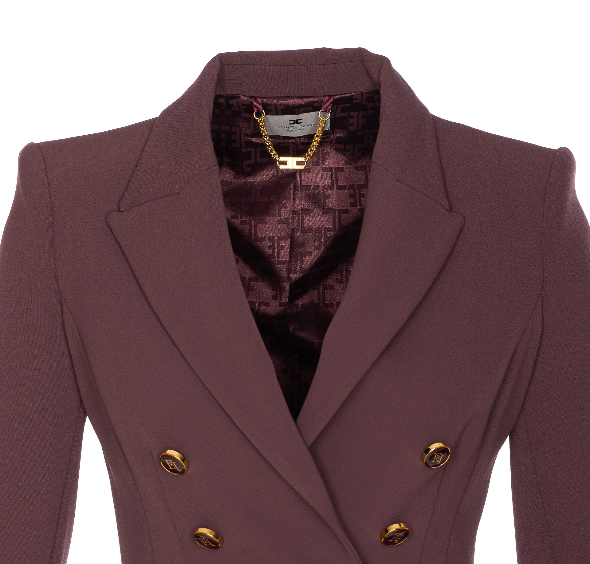 Elisabetta Franchi Bordeaux Jacket Gold-tone Buttons In Brown