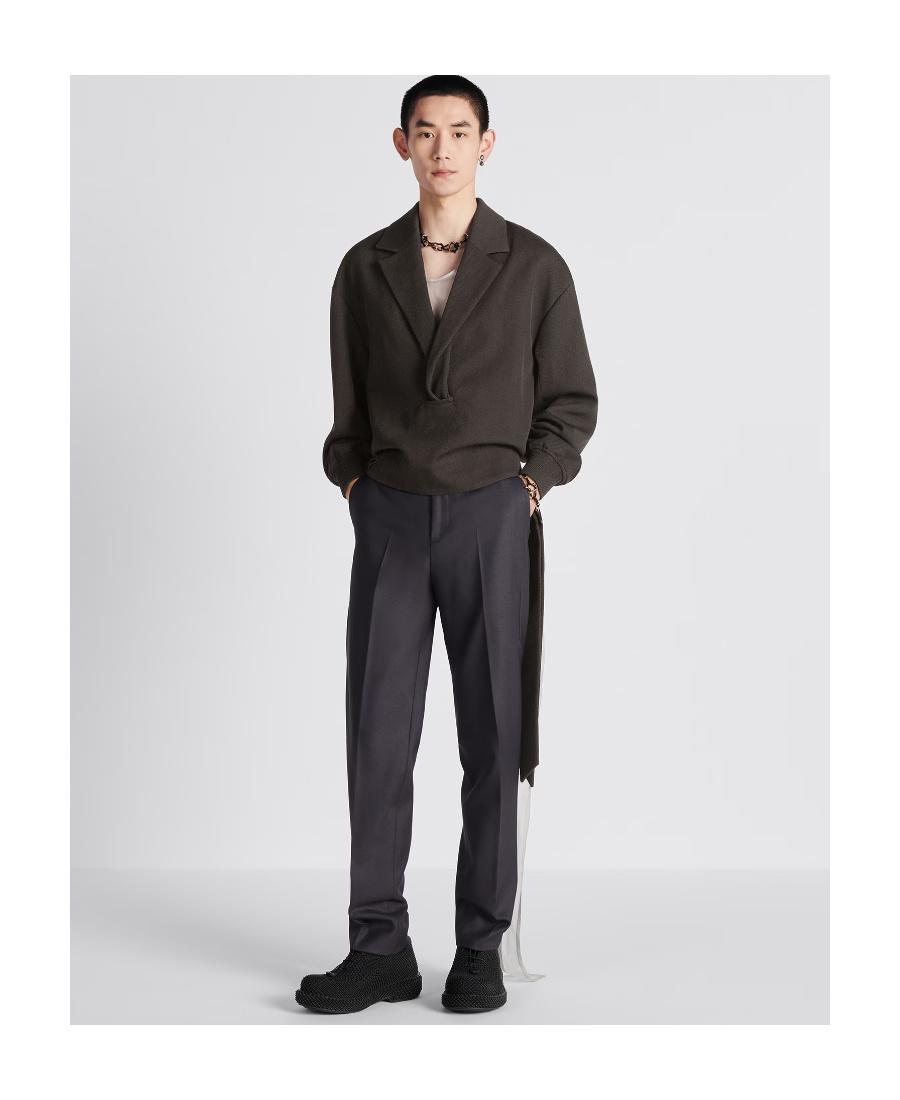 Dior Wool Button Casual Pants In Black