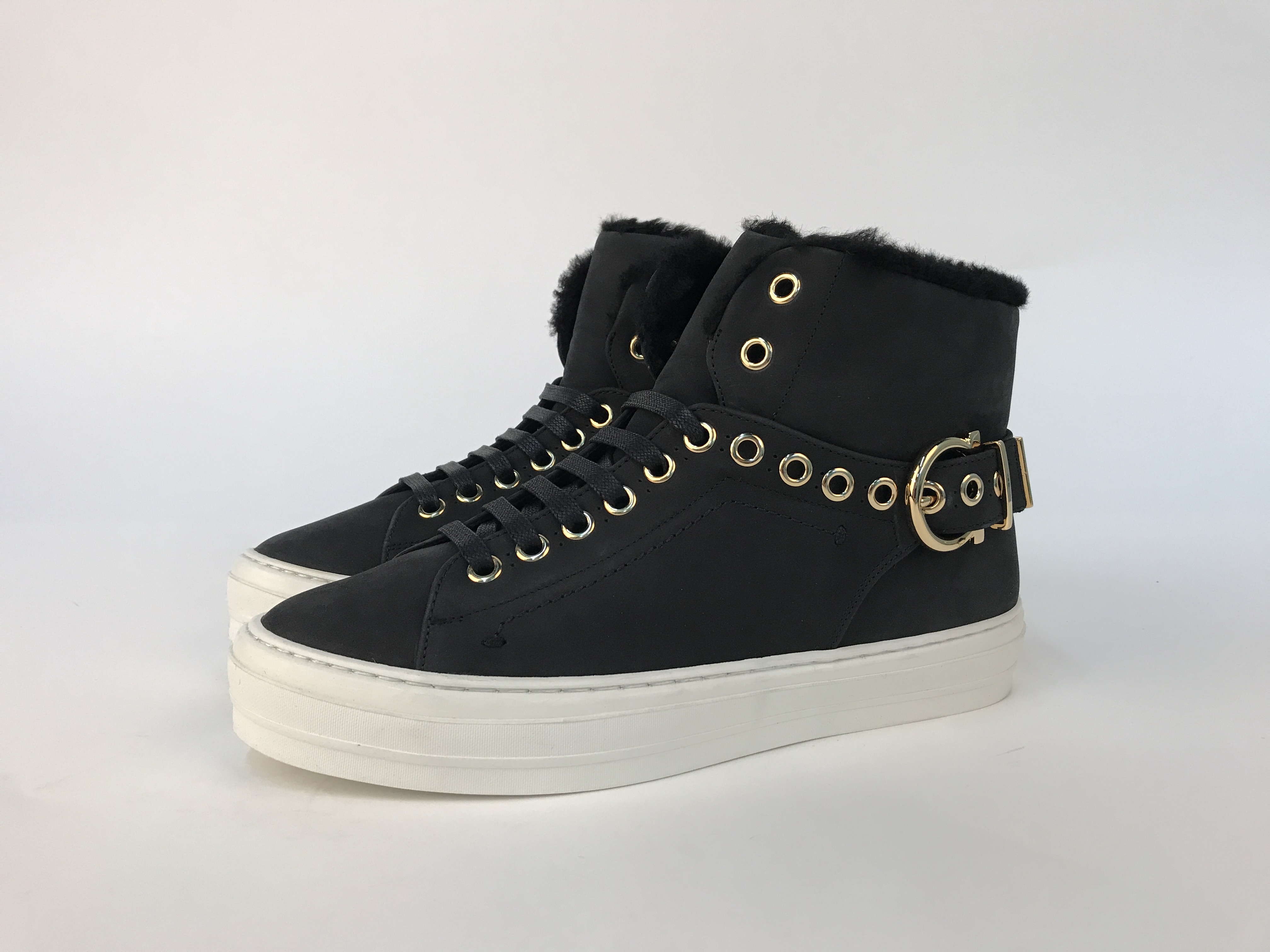 Ferragamo High-top Leisure Sneakers In Black