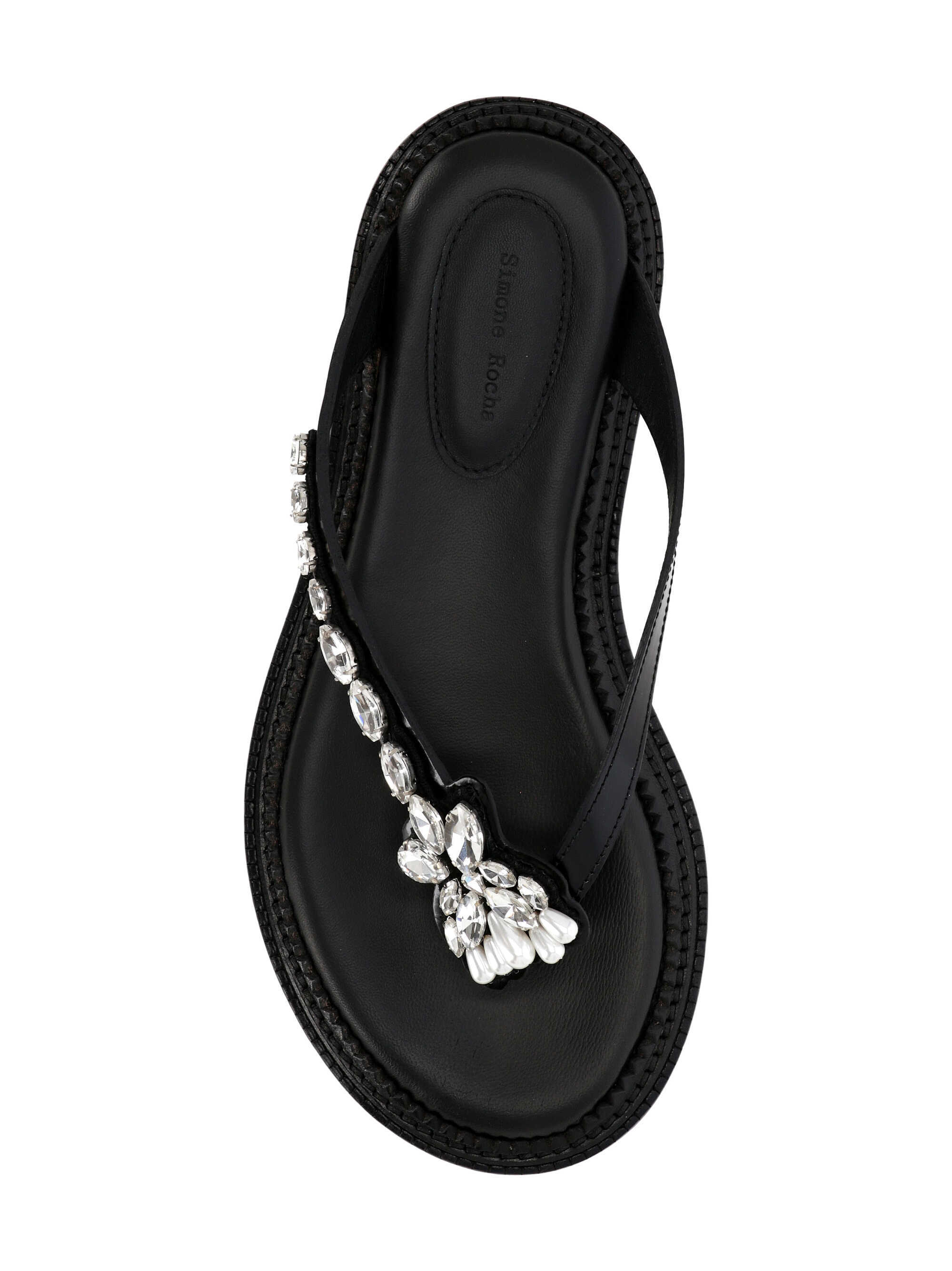 Simone Rocha Embellished Thong Sandals In Black