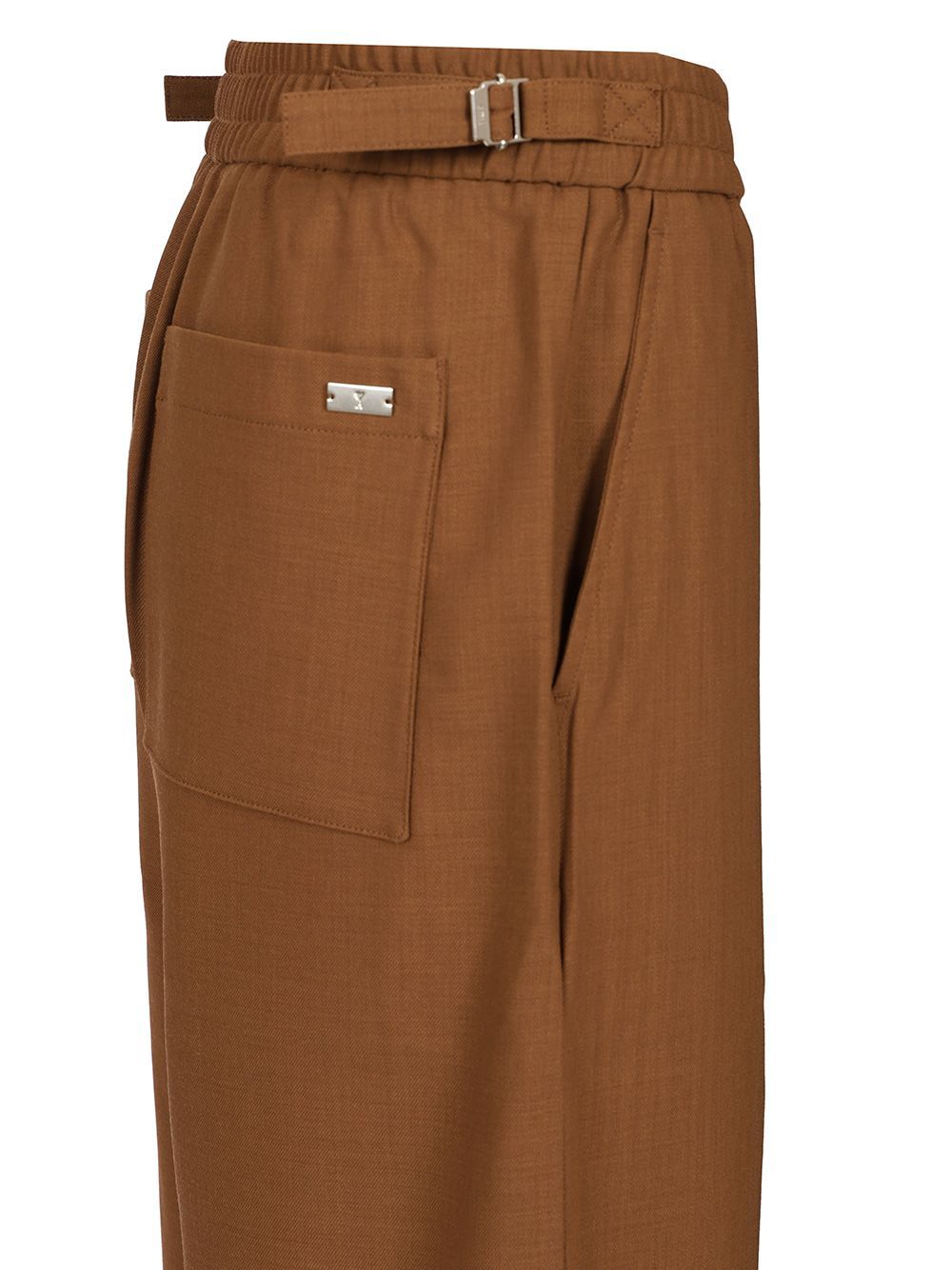 Ami Alexandre Mattiussi Ami Paris Elastic Wool Trousers In Brown