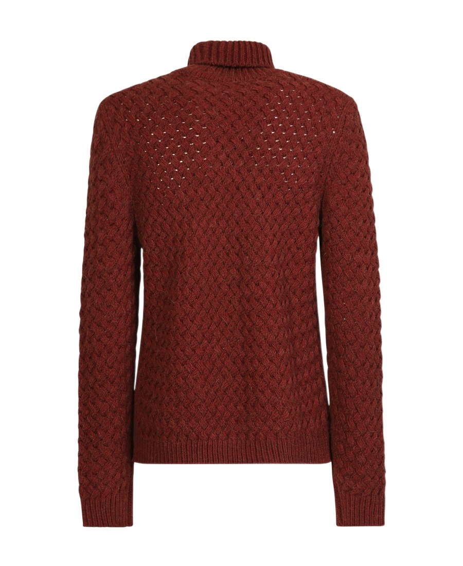 Lardini Wool Blend Woven Knit Pullover In Brown