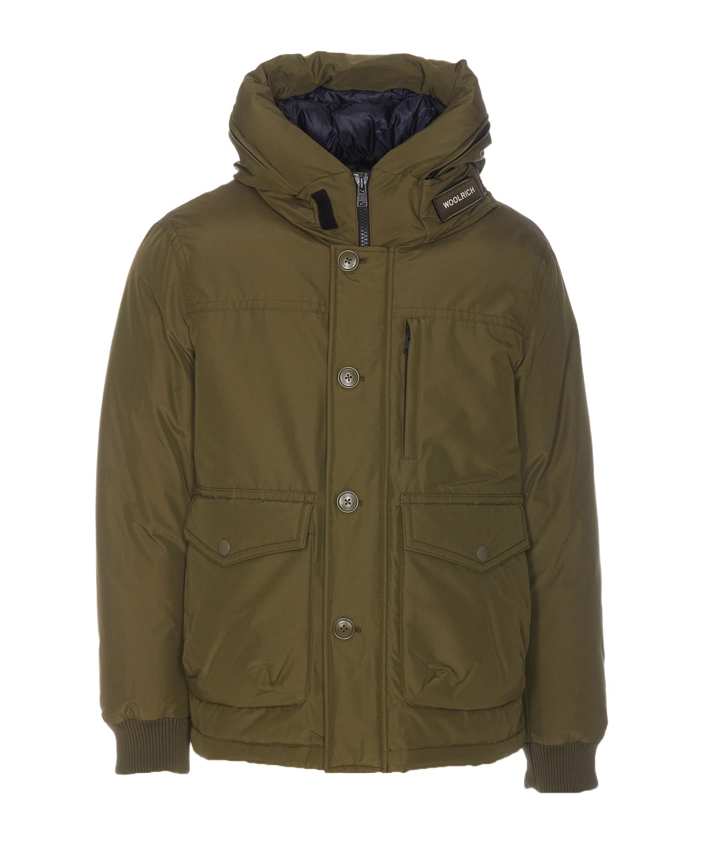 Woolrich Bomber Jacket With Hood And Zip Detail In Green