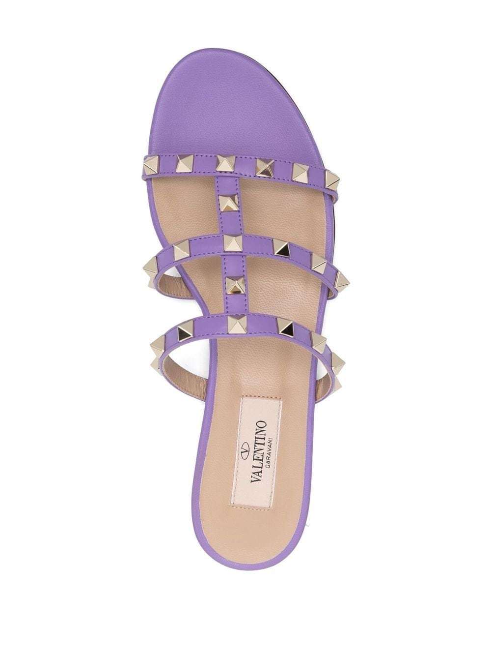 Valentino Women's Rockstud Leather Slides In Purple