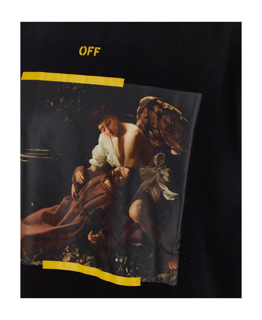 Off-white Arrow Caravaggio St. Fran Cotton Graphic T-shirt In Black
