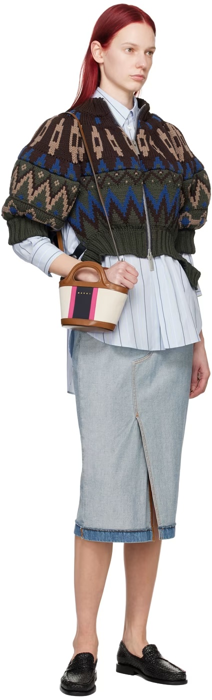 Marni Logo Embroidered Top Handle Bag In Nude