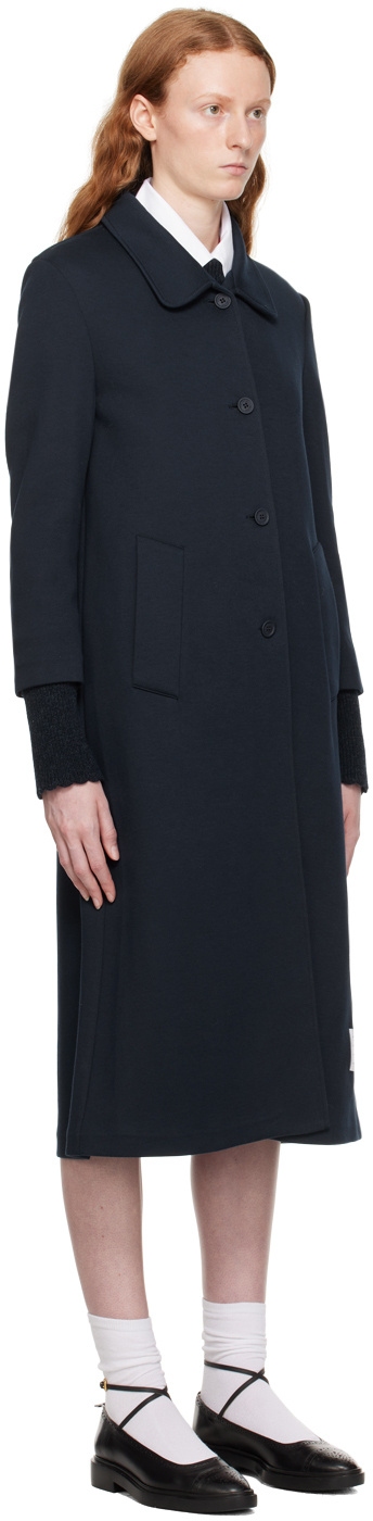 Thom Browne Navy Patch Coat In Black