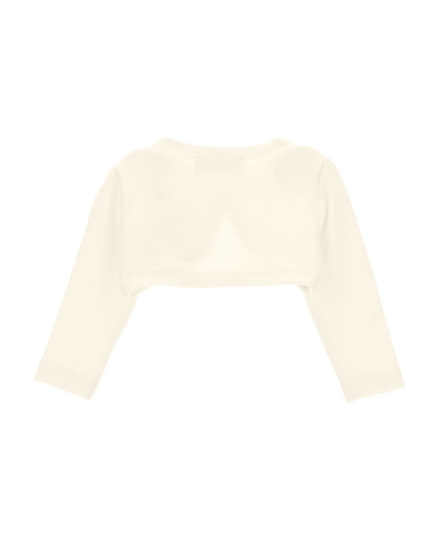 Monnalisa Rhinestone-logo Cropped Cardigan In White