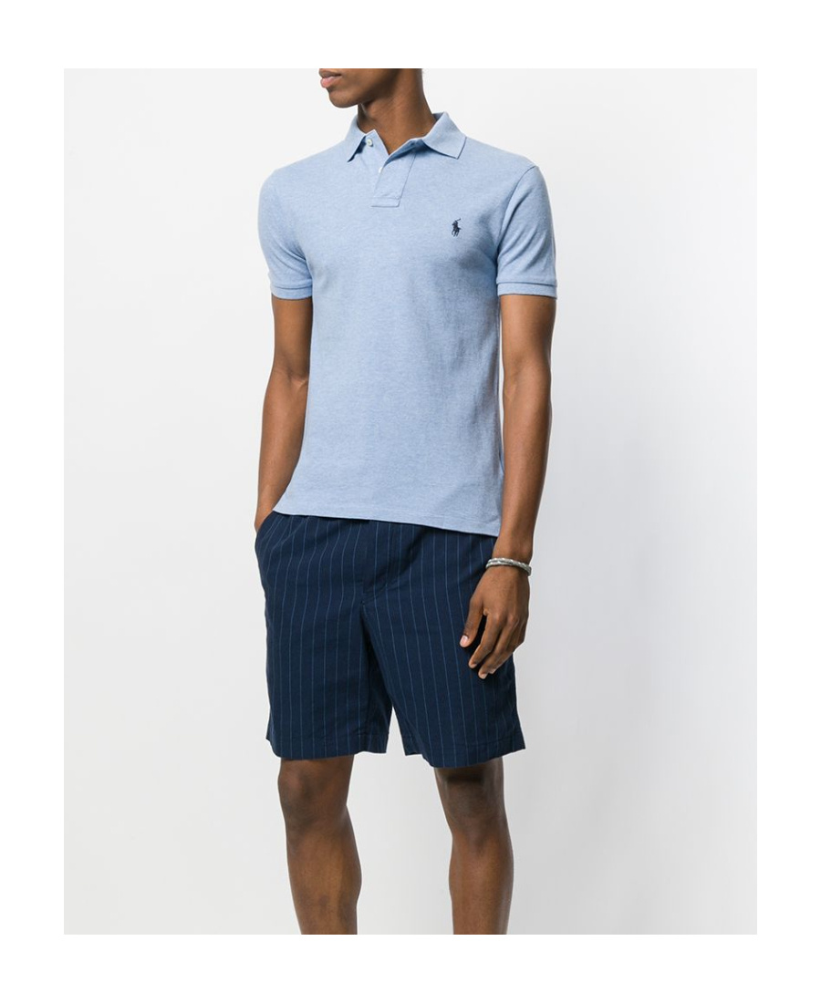 Polo Ralph Lauren Refined Cotton Piquet Polo With Longer Back In Blue
