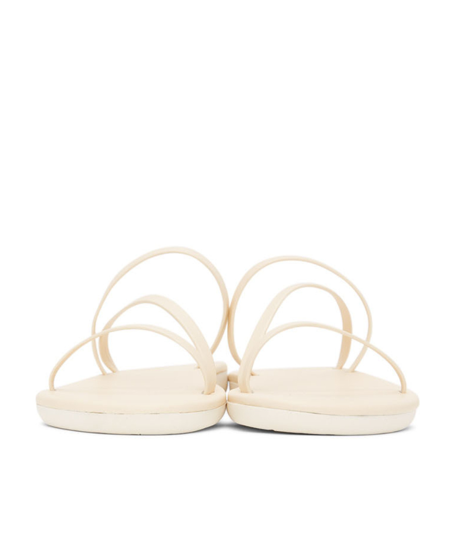 Ancient Greek Sandals Logo Ribbon Slippers In White