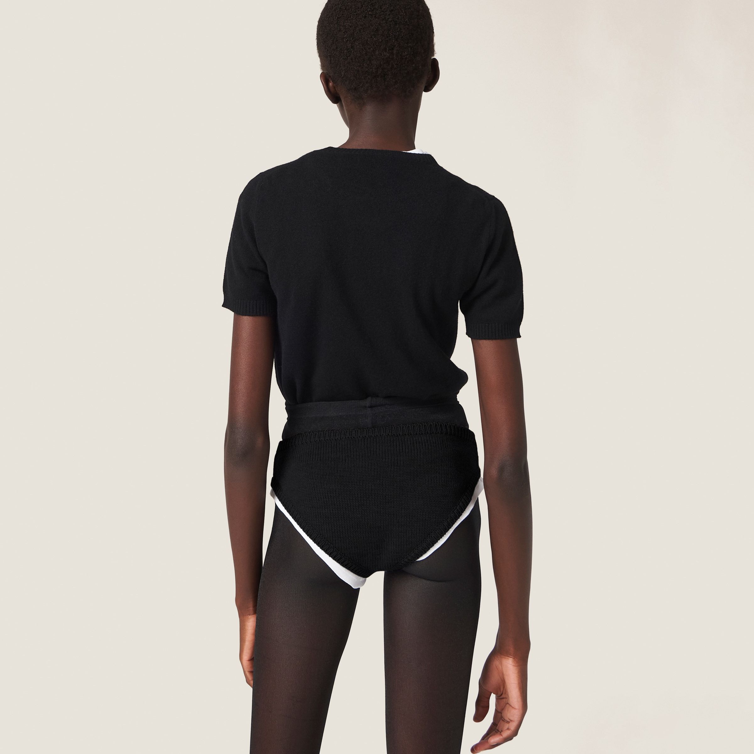 Miu Miu Logo-intarsia Cashmere-blend Briefs In Black