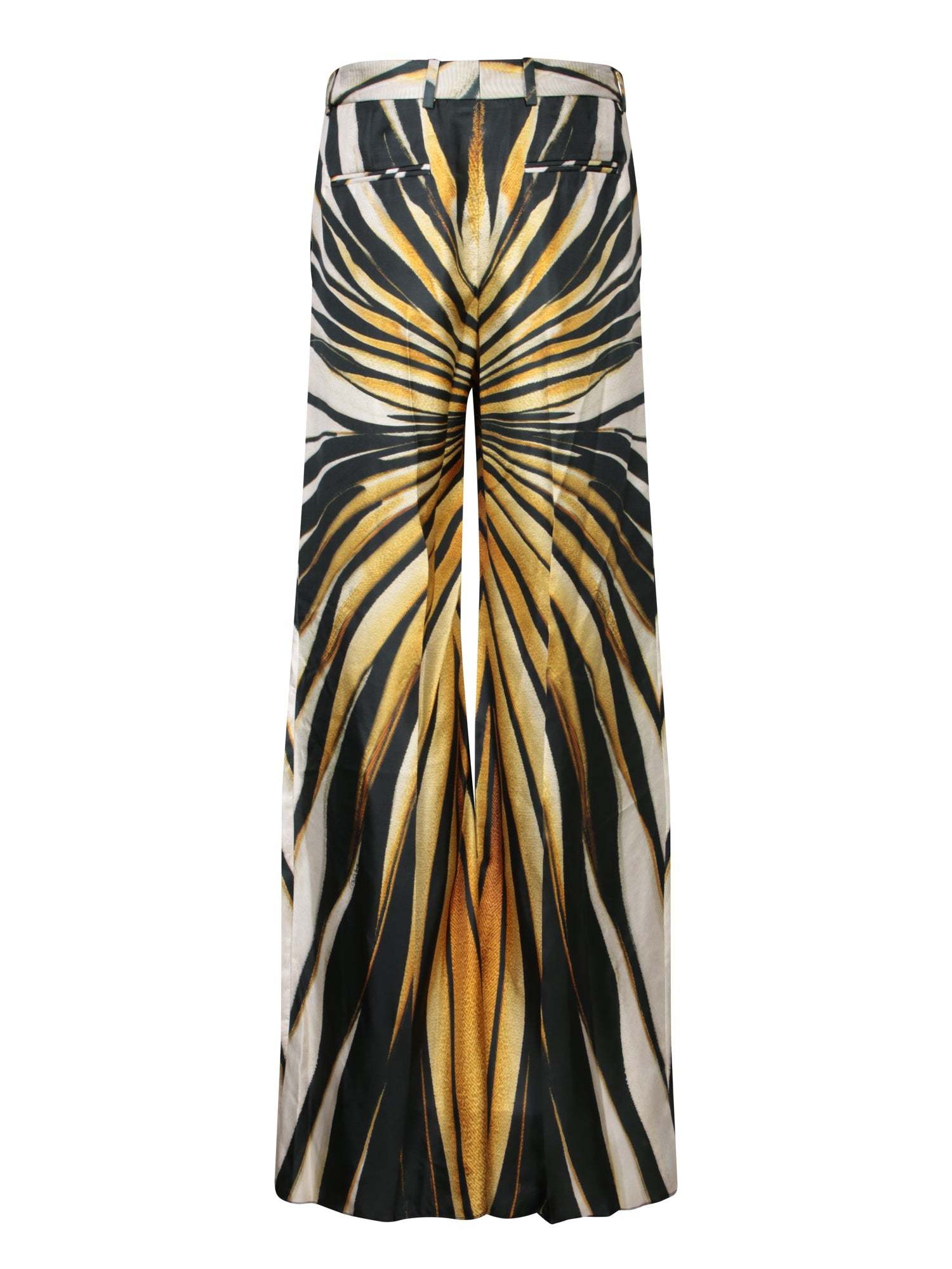 Roberto Cavalli Ray Of Gold Print Palazzo Pants In Black