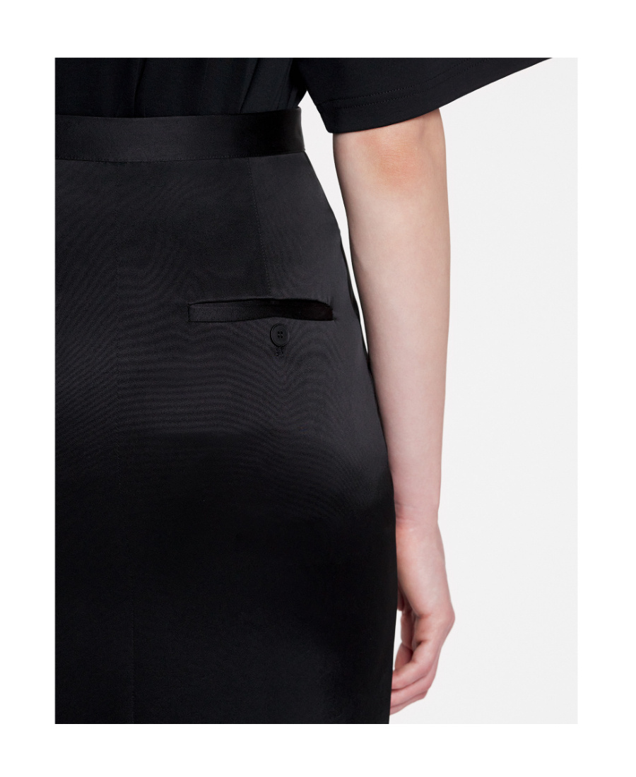 Lanvin Satin Midi Skirt In Black