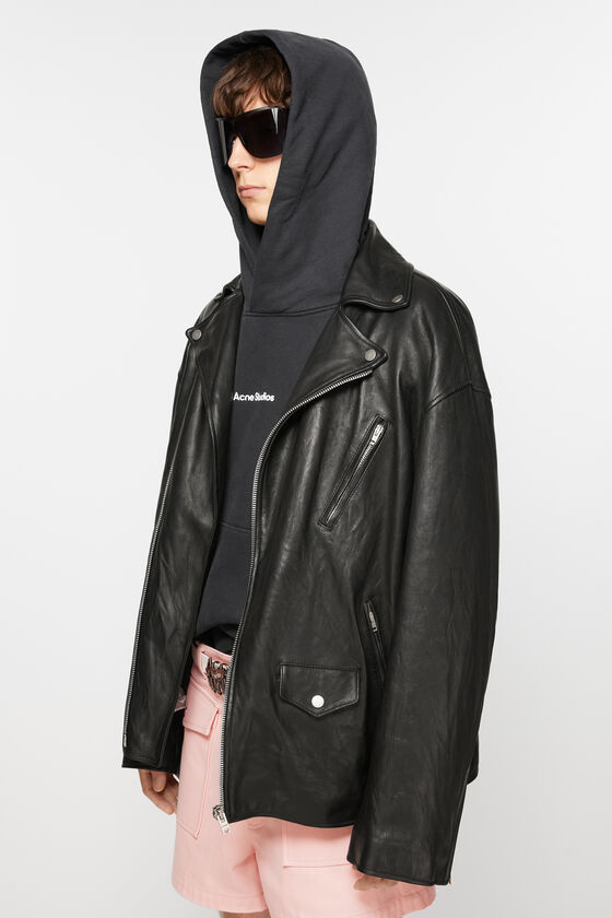 Acne Studios Asymmetric Leather Biker Jacket In Black