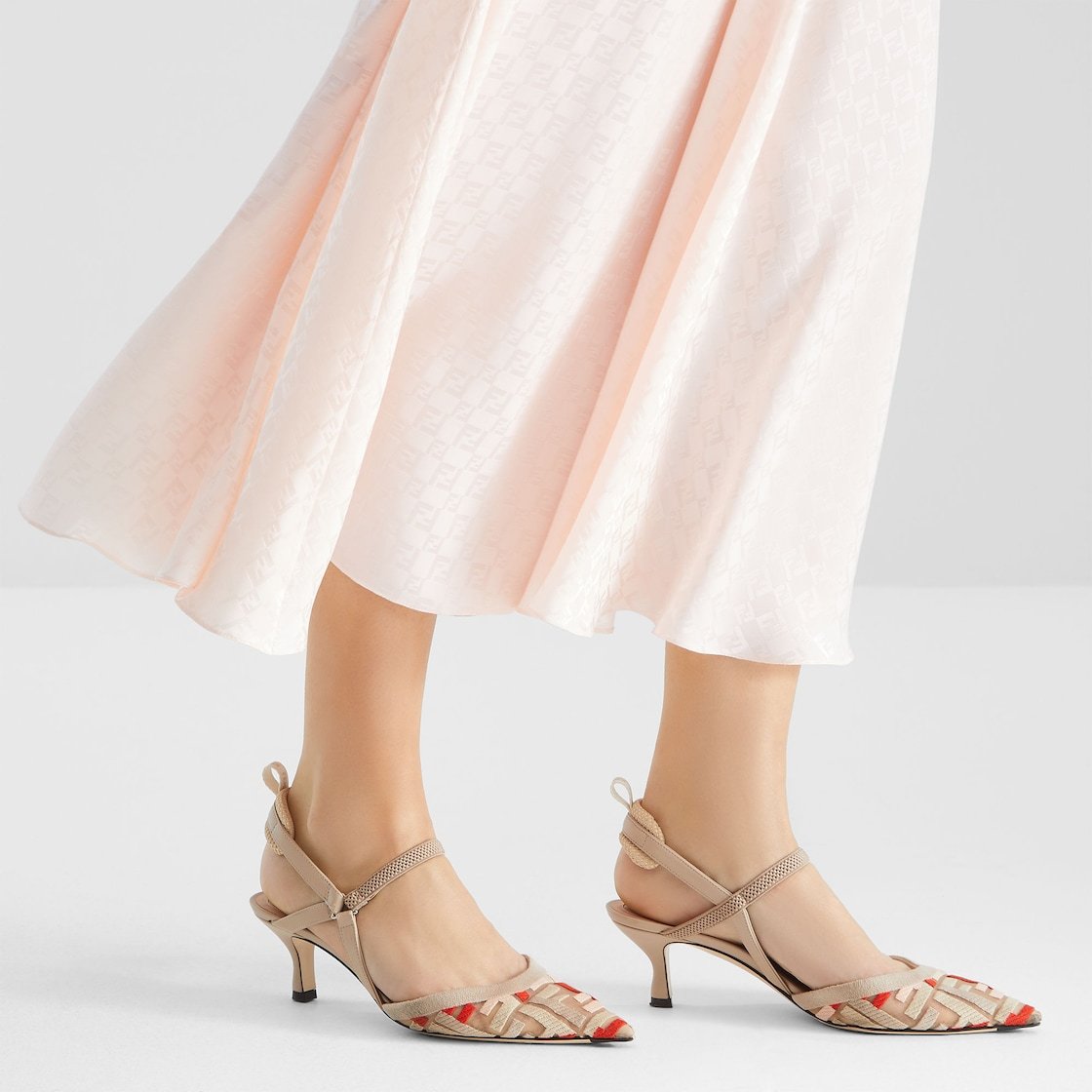 Fendi Colibri Lite Slingback In Beige Ff Mesh Women