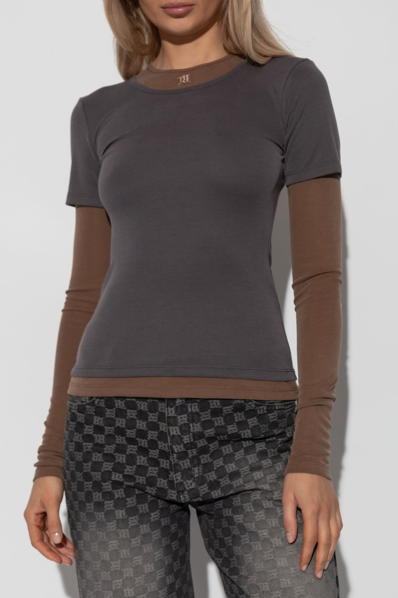 Misbhv Double-layer Color-block T-shirt In Multi