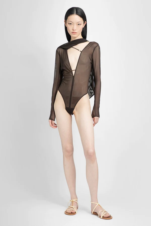 Jacquemus Le Abanaba Semi-sheer Bodysuit In Multicolor