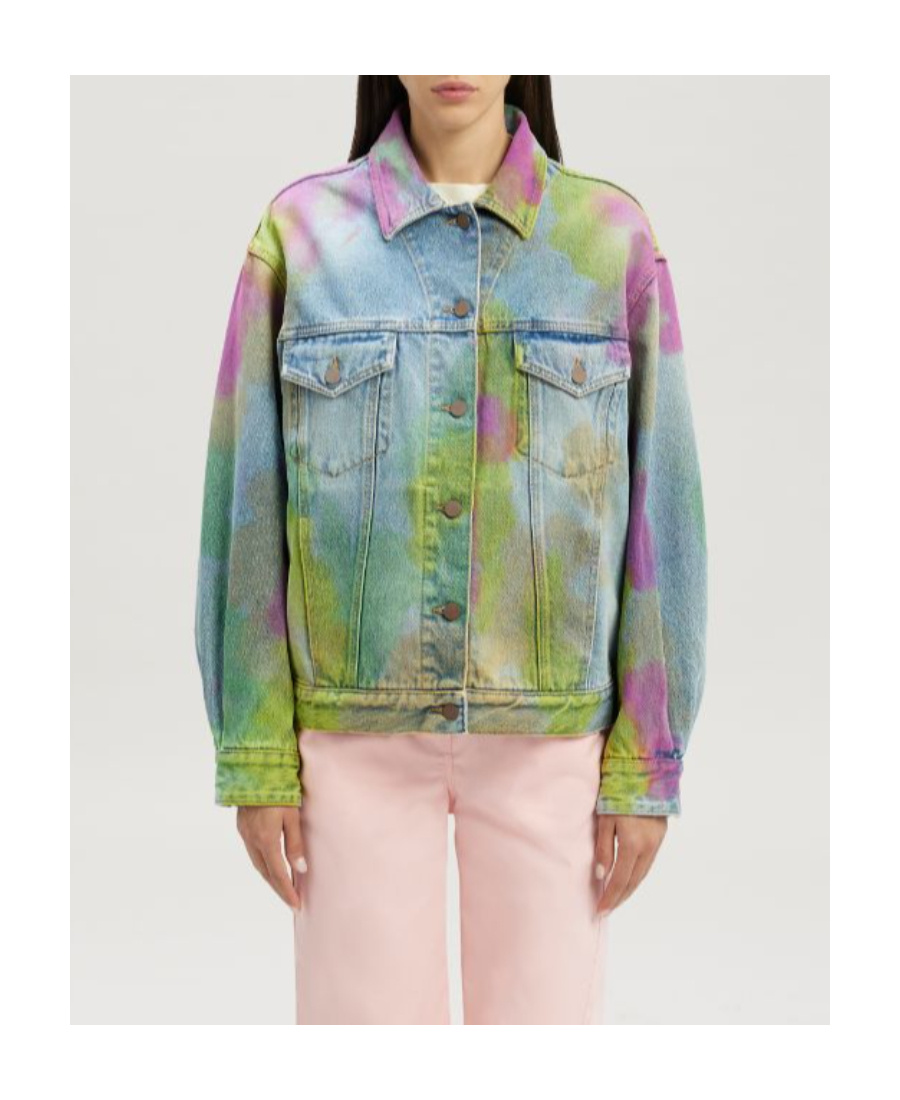 Palm Angels Tie-dye Denim Jacket In Multicolor