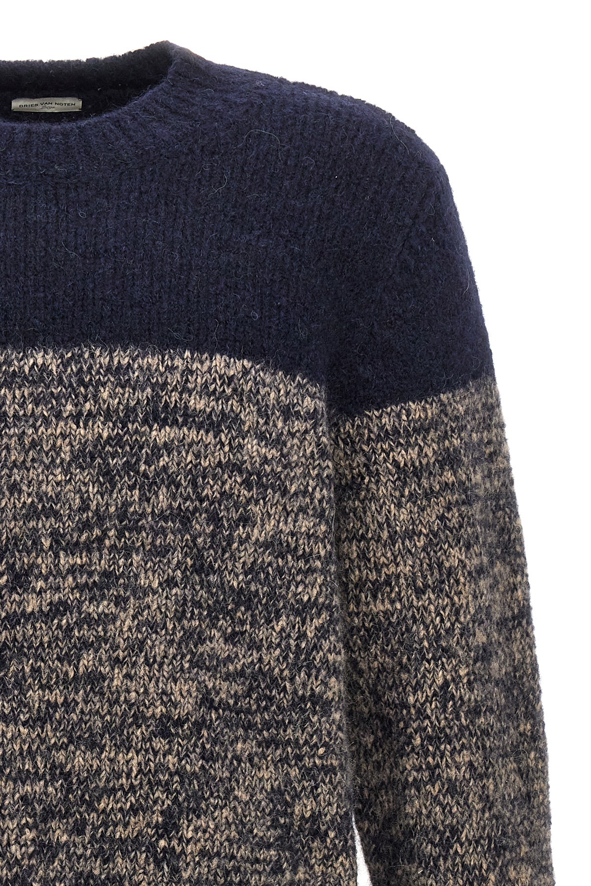 Dries Van Noten Colour-block Merino-wool Jumper In Black