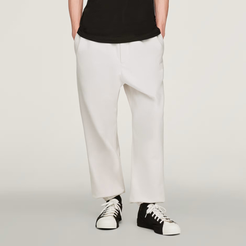 Y-3 Relaxed Fit Cotton-blend Jogger Pants With Subtle Logo In White