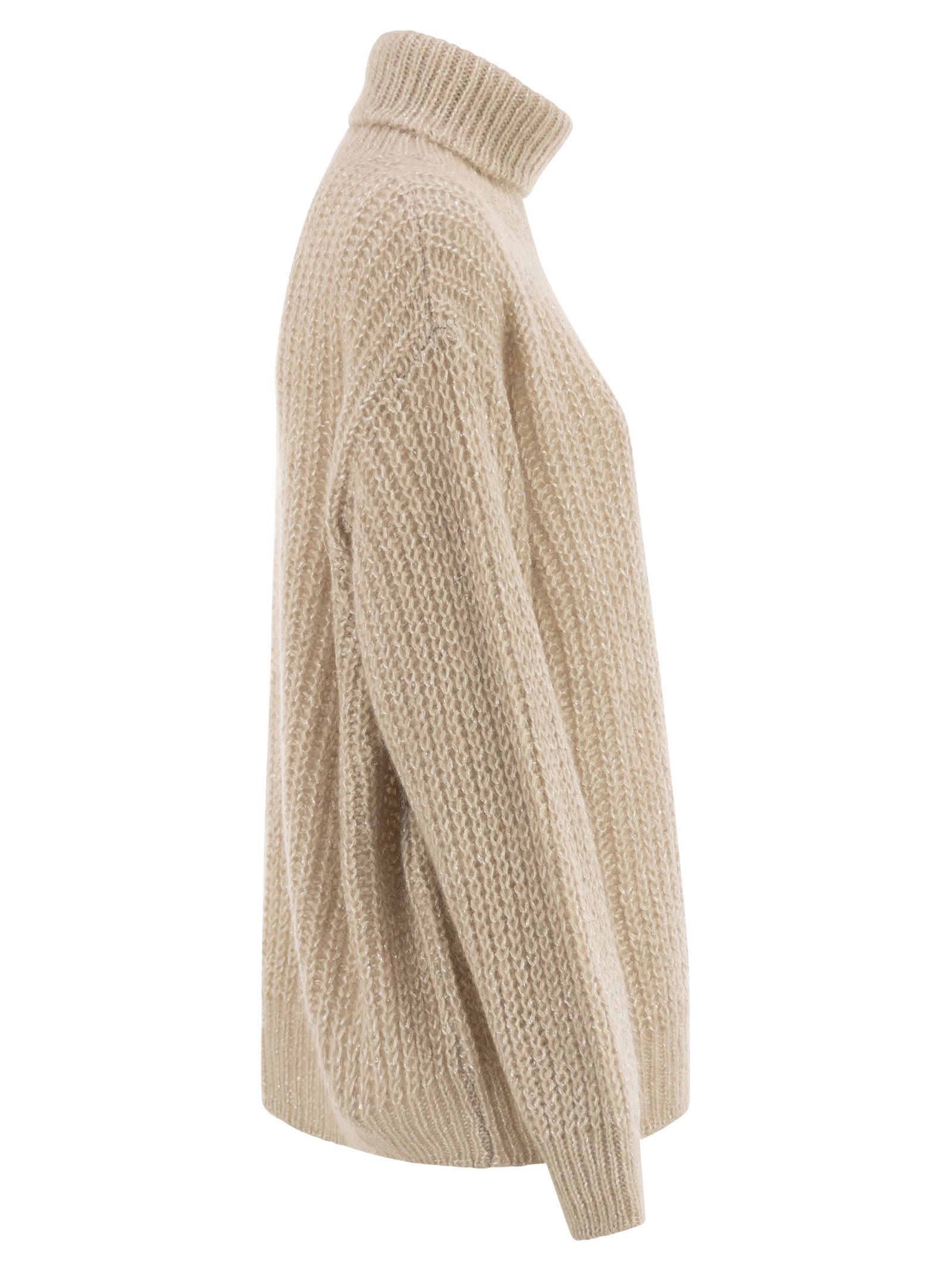 Herno Women Wool And Alpaca Turtleneck Jumper In Brown