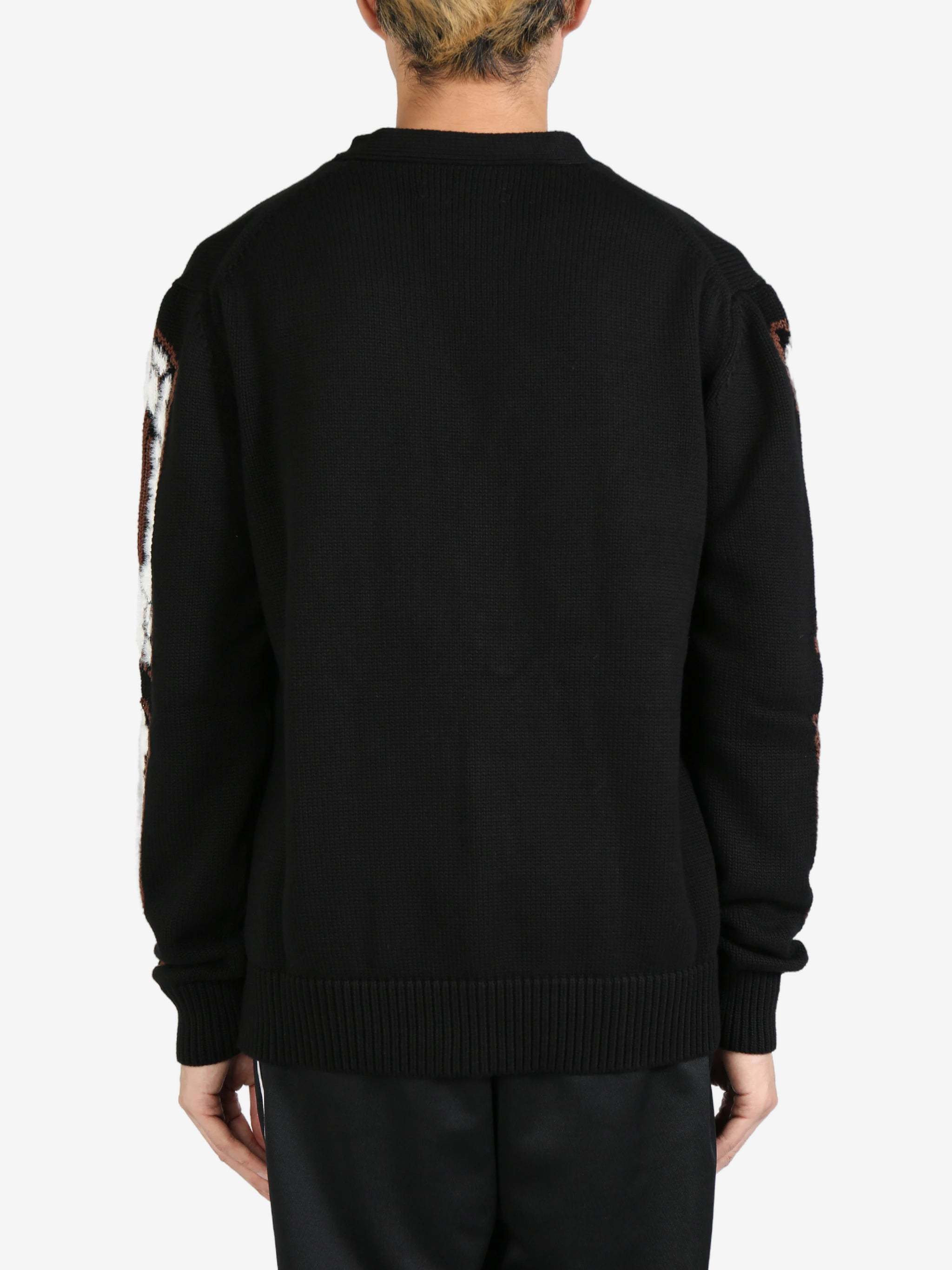 Amiri Black Cardigan With Bones Motif And Logo In Black