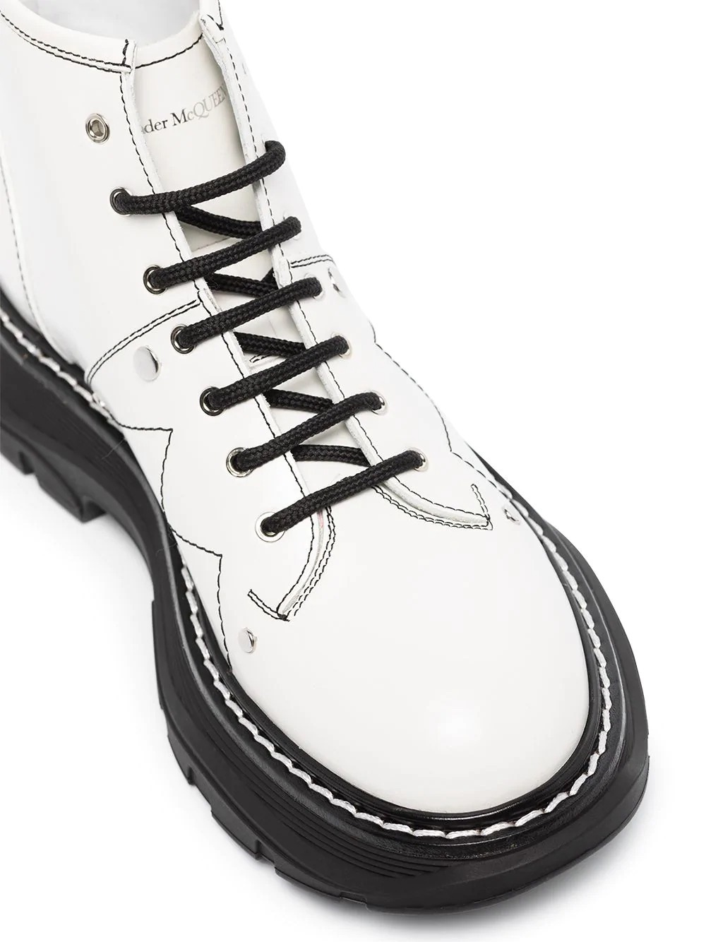 Alexander Mcqueen Tread Lace-up Leather Boots In White