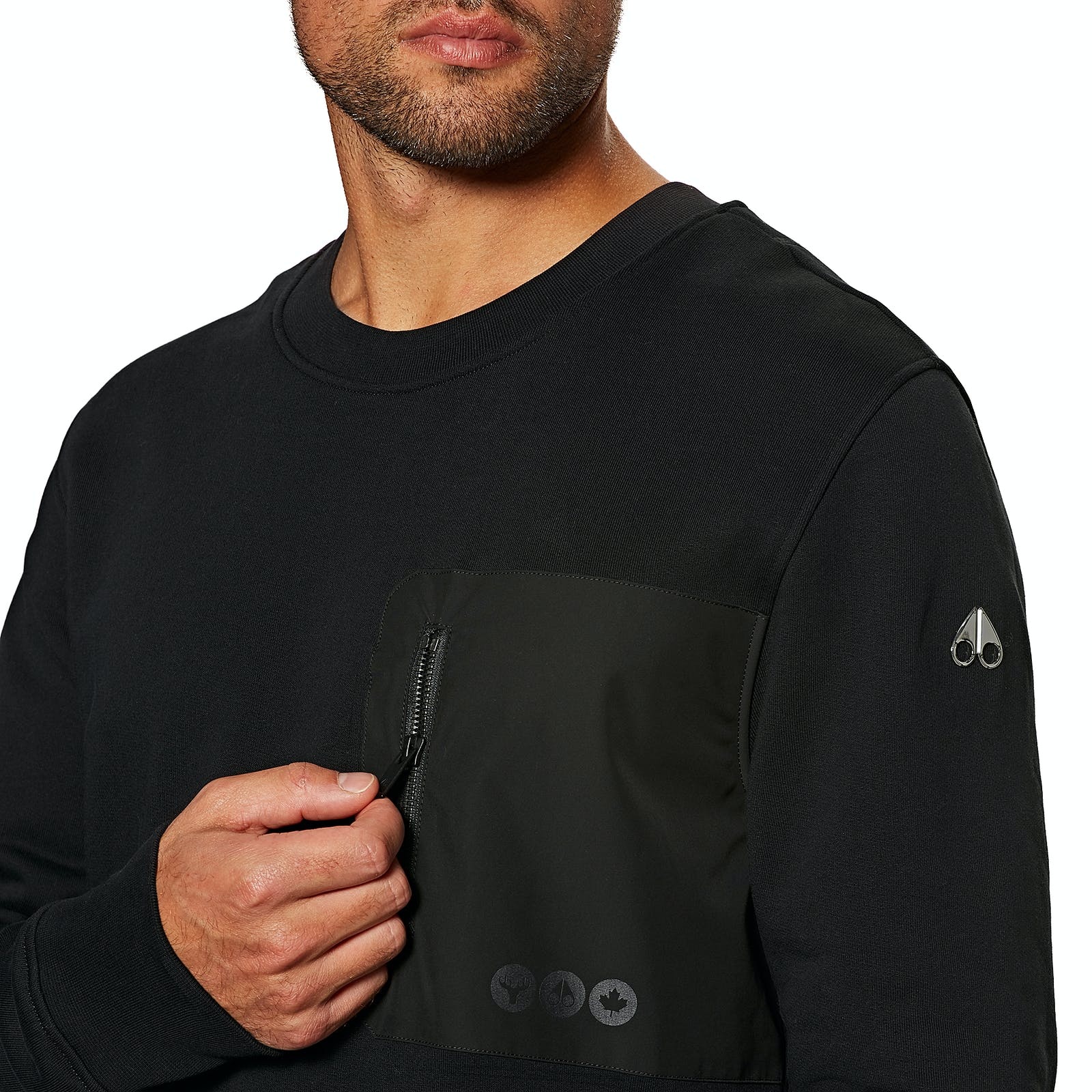 Moose Knuckles Logo Details Sweater In Black